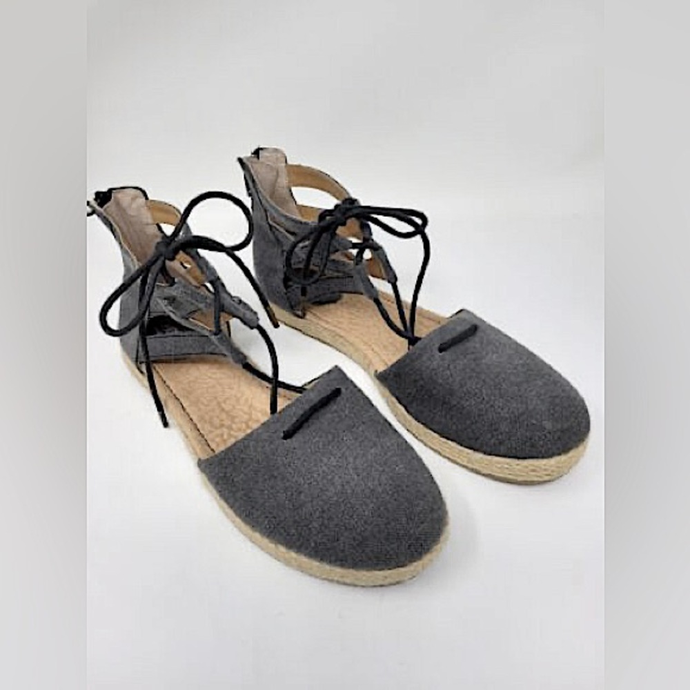 boc Gray Espadrille Lace-Up Wedges